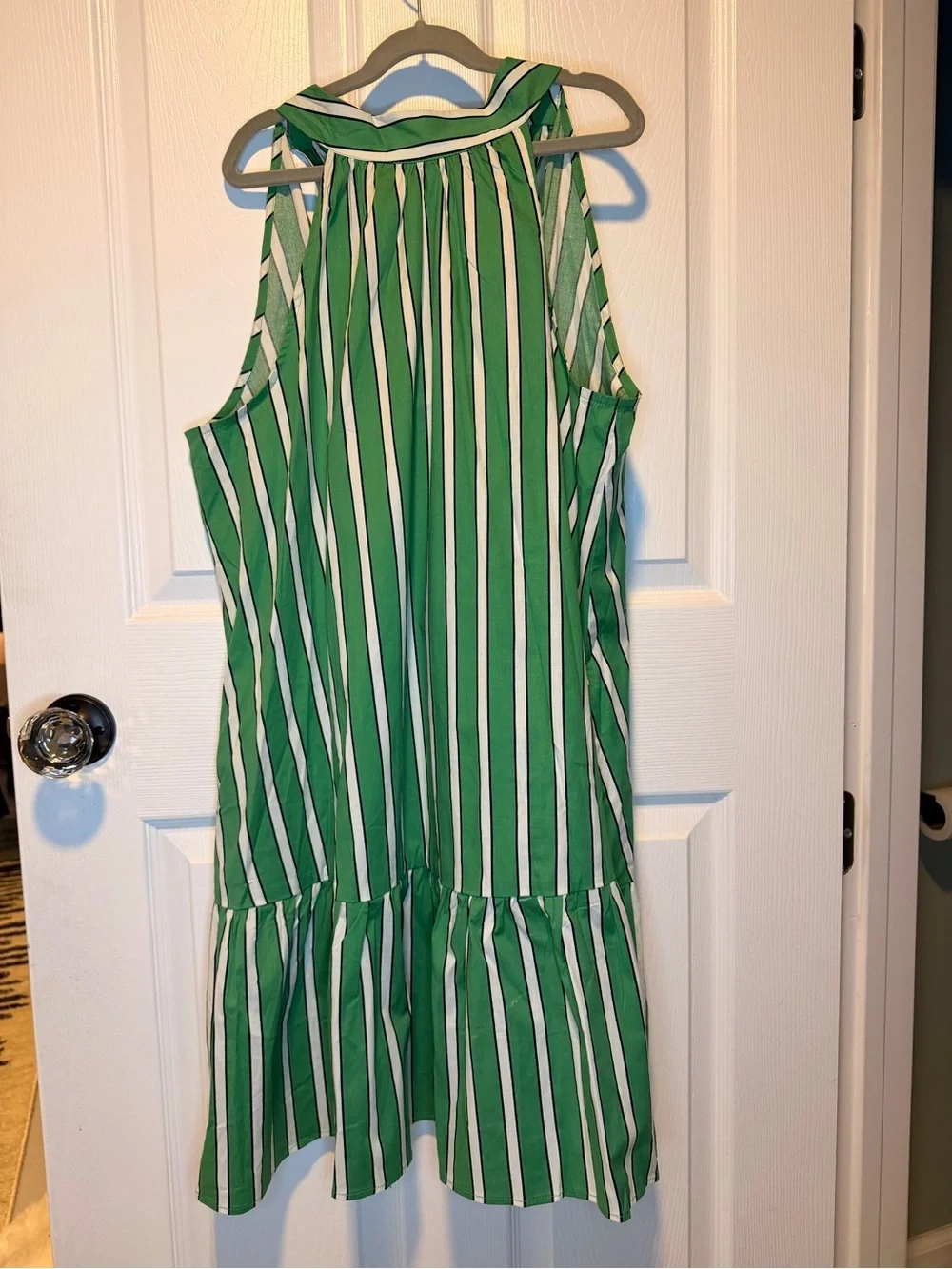 Rachel Zoe Green and White Striped Halter Maxi Dress NWOT Size Large